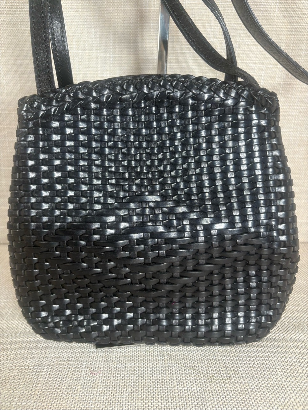 Vintage De Vecchi by Hamilton Hodge Black Italian Woven Leather Shoulder Bag